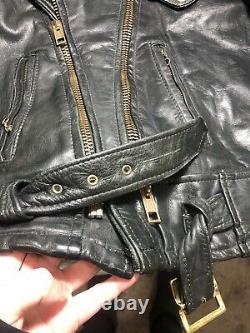 Howard's Leathers Vintage Black Leather Biker Jacket Size 44 Robin Zipper 80s