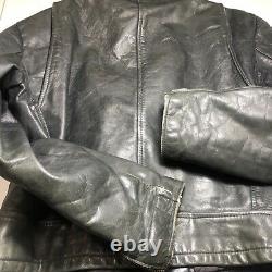 Howard's Leathers Vintage Black Leather Biker Jacket Size 44 Robin Zipper 80s