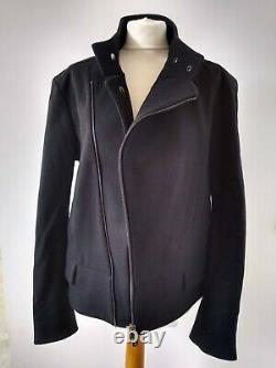 Hugo Boss Jacket UK 40R / 50 EUR Black Zip Band Collar Wool Blend Coat Biker