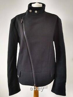 Hugo Boss Jacket UK 40R / 50 EUR Black Zip Band Collar Wool Blend Coat Biker