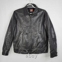 Hugo Boss Jerome Black Buff Leather Full Zip Jacket Men's 42 R