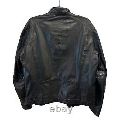 Hugo Boss Men 100% Authentic Black Soft Goat Leather Cafe Racer Biker Jacket 40R