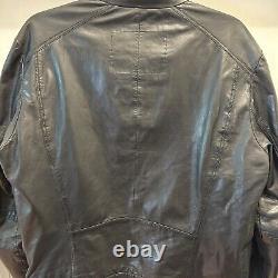 Hugo Boss Men 100% Authentic Black Soft Goat Leather Cafe Racer Biker Jacket 40R