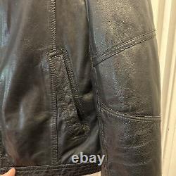 Hugo Boss Men 100% Authentic Black Soft Goat Leather Cafe Racer Biker Jacket 40R