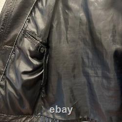 Hugo Boss Men 100% Authentic Black Soft Goat Leather Cafe Racer Biker Jacket 40R