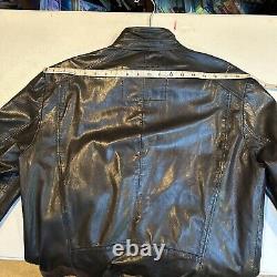 Hugo Boss Men 100% Authentic Black Soft Goat Leather Cafe Racer Biker Jacket 40R