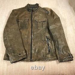 Hugo Boss Orange Jacket Mens 40 R Lamb Leather Biker Jacket Full Zip Brown