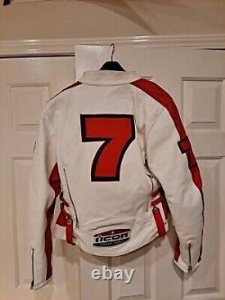 ICON HELLA Motorcycle Jacket L White Crossbone Racer Leather Armor Liner HTF