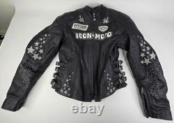 ICON MOTO Women's Size M Leather Bombshell Go-Go Motorcycle Jacket Black