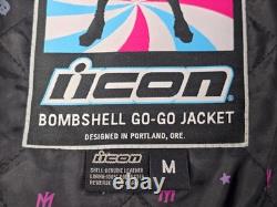 ICON MOTO Women's Size M Leather Bombshell Go-Go Motorcycle Jacket Black