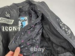 ICON MOTO Women's Size M Leather Bombshell Go-Go Motorcycle Jacket Black