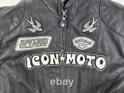 ICON MOTO Women's Size M Leather Bombshell Go-Go Motorcycle Jacket Black