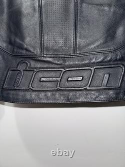 ICON Overlord Men's M Black Leather/Textile Foam Back Armor Motorcycle Jacket
