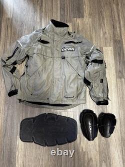 ICON Patrol Jacket Foul Weather Riding Gear Fiel Armor Equipped LARGE