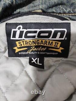 ICON STRONGARM Motorcycle Jacket Denim Vest look, vented with body armor XL