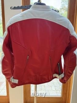 ICON Tuscadero Women's Motorcycle Leather Jacket Size M Red White Preowned
