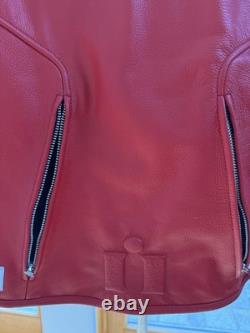 ICON Tuscadero Women's Motorcycle Leather Jacket Size M Red White Preowned