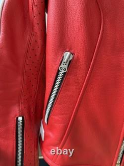 ICON Tuscadero Women's Motorcycle Leather Jacket Size M Red White Preowned