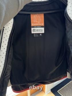 ICON Tuscadero Women's Motorcycle Leather Jacket Size M Red White Preowned