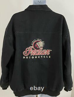 INDIAN MOTORCYCLE 100th Year Anniversary Black Canvas Insulated Jacket Sz XL