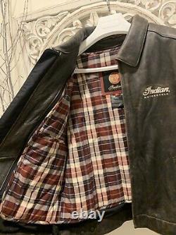 INDIAN MOTORCYCLE CLASSIC DARK BROWN LEATHER JACKET With ARMOR Size Large