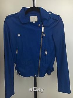 IRO Ashville Moto Leather Jacket in Cobalt Blue 0 XS