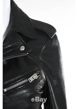 IRO Black Leather Long Sleeve Zipper Front Motorcycle Jacket Coat Sz EUR 36