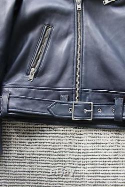 IRO Gant spe Lambskin Leather Moto NAVY BLUE Jacket US 8 / FR 40, fits size 6