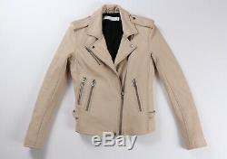 IRO Han Leather Jacket Beige Nude Biker Moto EU 36 $1295