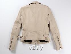 IRO Han Leather Jacket Beige Nude Biker Moto EU 36 $1295