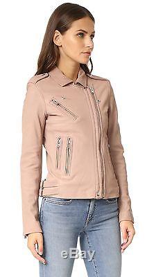IRO Han Moto Leather Jacket Blush Pink Gray FR 36 / US 2 or 4