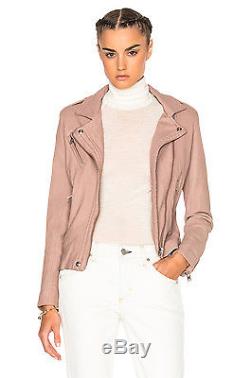 IRO Han Moto Leather Jacket Blush Pink Gray FR 36 / US 2 or 4