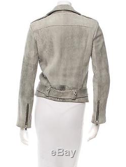 IRO'Jova' Sueded Suede Leather Moto Jacket in Grey FR 36 / US 4