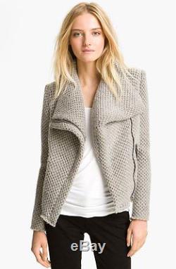 IRO Kristen Wool Honeycomb Leather Trim Moto Jacket 1 = Small S FR 36 / US 4
