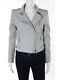 IRO Light Gray Leather Luiga Multi-Zipper Long Sleeve Motorcycle Jacket Sz IT 38