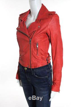 IRO Red Leather Long Sleeve Motorcycle Jacket Size 1