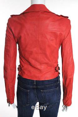 IRO Red Leather Long Sleeve Motorcycle Jacket Size 1