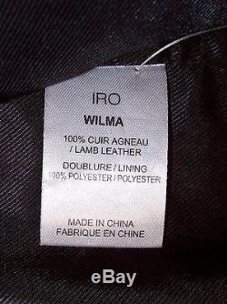 IRO Wilma Lamb Leather Biker Jacket 36 s 4 BLACK lambskin Moto zip coat buckle
