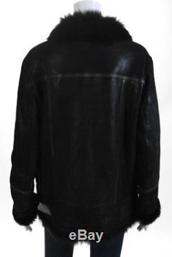 IRO Womens 2016 Barrett Shearling Moto Jacket Size European 38 Black $2700