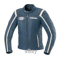IXS Shawn Men's Motorcycle Leather Jacket blue-beige Vintage im Used Look