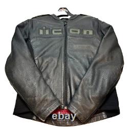 Icon Accelerant Leather Motorcycle Jacket Sportbike Racing Black Moto Mens 2XL