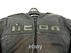 Icon Accelerant Leather Motorcycle Jacket Sportbike Racing Black Moto Mens 2XL