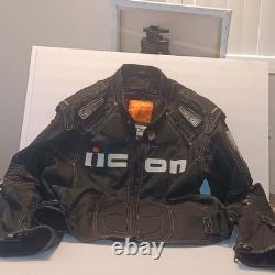 Icon Armored Contra TiMax Moto Motorcycle Jacket 2XL Black Grey NO LINER