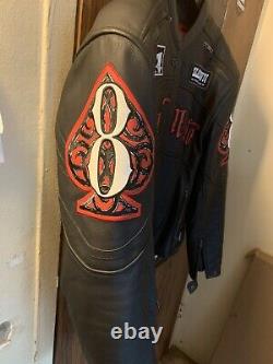 Icon DMH Daytona Mens Leather Motorcycle Jacket L Field Armor Impact Protector