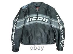 Icon Daytona Motorsports Black/gray Leather Jacket Size L Riding Street Gear