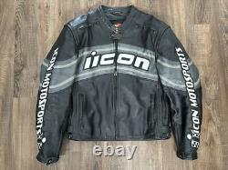 Icon Daytona Motorsports Black/gray Leather Jacket Size L Riding Street Gear