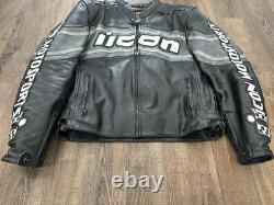 Icon Daytona Motorsports Black/gray Leather Jacket Size L Riding Street Gear