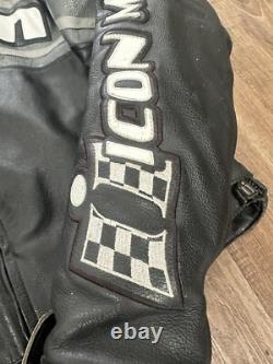 Icon Daytona Motorsports Black/gray Leather Jacket Size L Riding Street Gear