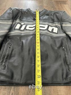 Icon Daytona Motorsports Black/gray Leather Jacket Size L Riding Street Gear