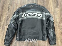 Icon Daytona Motorsports Black/gray Leather Jacket Size L Riding Street Gear